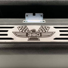 Load image into Gallery viewer, ford fe 390 american eagle valve covers, tall, finned, black, ansen usa, close up view