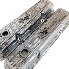 Load image into Gallery viewer, ansen custom engraving, ford fe 390 valve covers american eagle polished, angled view