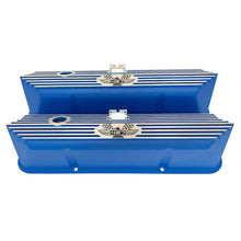 Load image into Gallery viewer, ansen valve covers, ford, fe 427, tall, american eagle, laser engraved, blue powder coat, front view