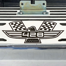 Load image into Gallery viewer, ansen valve covers, ford, fe 428, american eagle, laser engraved, polished, close up view