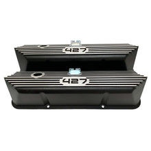 Load image into Gallery viewer, ansen valve covers, ford, fe 427, tall, laser engraved, black powder coat, front view