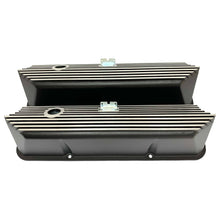 Load image into Gallery viewer, ansen valve covers, ford fe, tall, all fins, black powder coat, front view