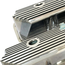 Load image into Gallery viewer, ansen valve covers, ford, fe, tall, all fins, polished, close up view