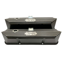 Load image into Gallery viewer, ansen valve covers, ford fe, cougar logo, laser engraved, black powder coat, front view