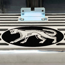Load image into Gallery viewer, ansen valve covers, ford fe, cougar logo, laser engraved, polished, close up view