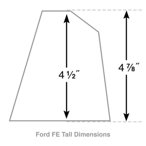 ford fe 390 american eagle valve covers, tall, finned, black, ansen usa, dimensions diagram