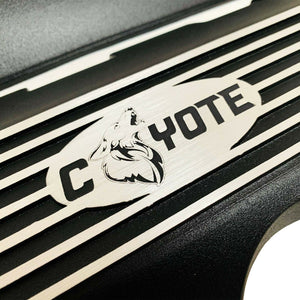 ansen custom engraving, ford mustang coil covers, black, close up view