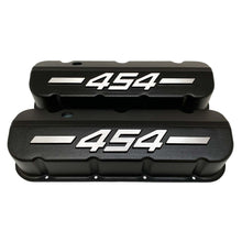 Load image into Gallery viewer, ansen big block chevy 454 valve covers, raised letter, black, front view