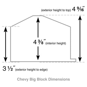 ansen big block chevy valve covers 496 black, dimensions diagram