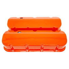 Load image into Gallery viewer, ansen custom engraving, chevy big block valve covers, orange, front view