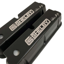 Load image into Gallery viewer, ford 289, 302, 347, 351 windsor valve covers, carroll shelby, black, ansen usa, angled view