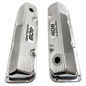 ansen valve covers, ford 408 cleveland, laser engraved, polished, top view