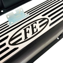 Load image into Gallery viewer, ansen valve covers, ford, fe, all fins, black powder coat, close up view