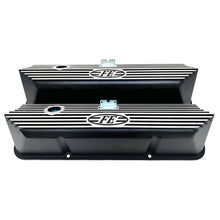 Load image into Gallery viewer, ansen valve covers, ford, fe, all fins, black powder coat, front view