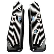Load image into Gallery viewer, ford fe 390 valve covers, tall, finned, black, ansen usa, top view