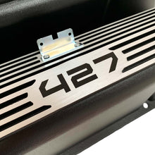 Load image into Gallery viewer, ansen valve covers, ford, fe 427, tall, laser engraved, black powder coat, close up view