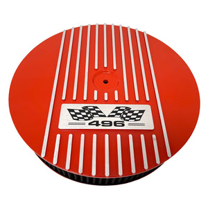 Big Block Chevy 496 Valve Covers, Flag Logo & 13" Air Cleaner - Orange