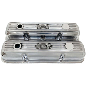 Ford FE 390 Valve Covers Short (POWERED BY 390) Style 1 - Polished