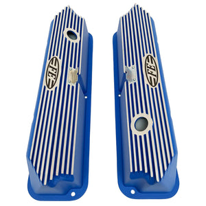 ford fe logo all fins valve covers, blue, ansen usa, top view
