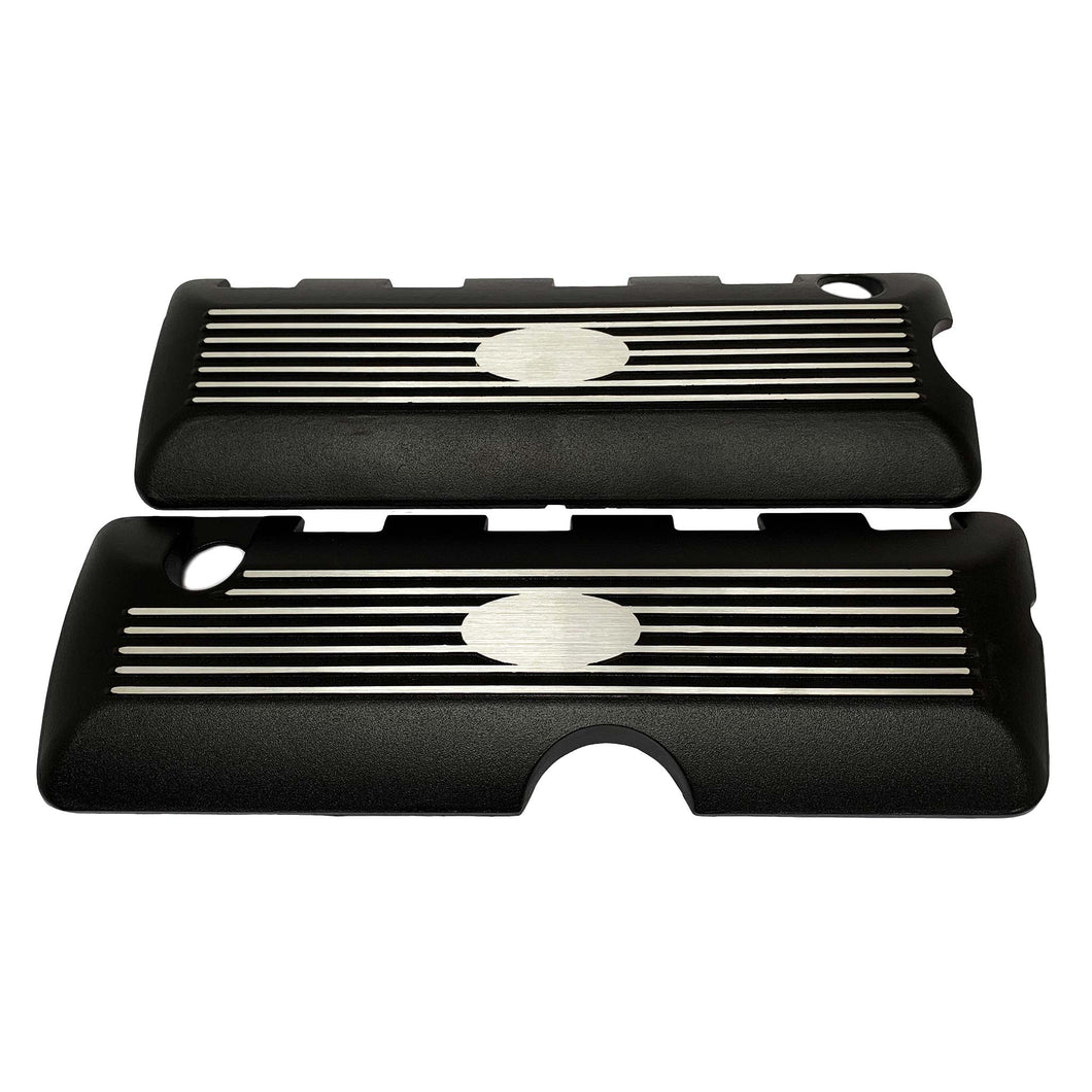 ansen coil covers, 2011-17, ford mustang, gt 5.0, gt350, 5.0l coyote cammer style coil cover, black powder coat, front view