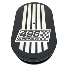 Load image into Gallery viewer, 496 Cubic Inches, Custom Raised Billet Top Logo 15&quot; Oval Air Cleaner Lid Kit - Black