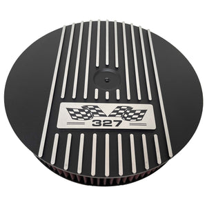 Small Block Chevy 327 Flag Logo - 13" Round Air Cleaner Kit - Black