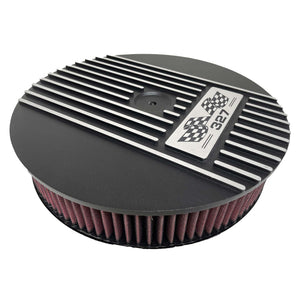 Small Block Chevy 327 Flag Logo - 13" Round Air Cleaner Kit - Black