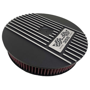 Small Block Chevy 355 Flag Logo - 13" Round Air Cleaner Kit - Black